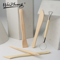 Kit d'outils de sculpture en argile de haute qualité, 5 pièces, couteaux à poterie en bois, fournitures artistiques pour le modelage et le façonnage, kit de sculpture en argile parfait