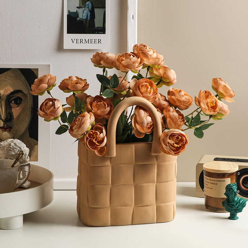 Modern Bag Vase Ceramic Vases Chinese Style Simple Designed Porcelain flower vase