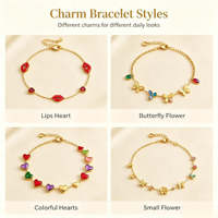 Nieuwe trendy gouden roestvrijstalen armband met olieachtige druppel, fruit- en bloemenmotief, ingelegd met zirkoon, minimalistisch, exquisiete dames cadeau sieraden