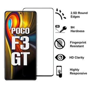 Protection d'écran pour Xiaomi Poco F3 GT, verre trempé 9H anti-rayures, couverture intégrale 2.5D, impression soyeuse - Product Image 2