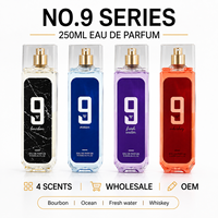 Vente en gros de parfum arabe n°9 de 250 ml, parfum de Dubaï en spray unisexe, eau de parfum avec 4 senteurs, flacon de parfum OEM, étiquette privée