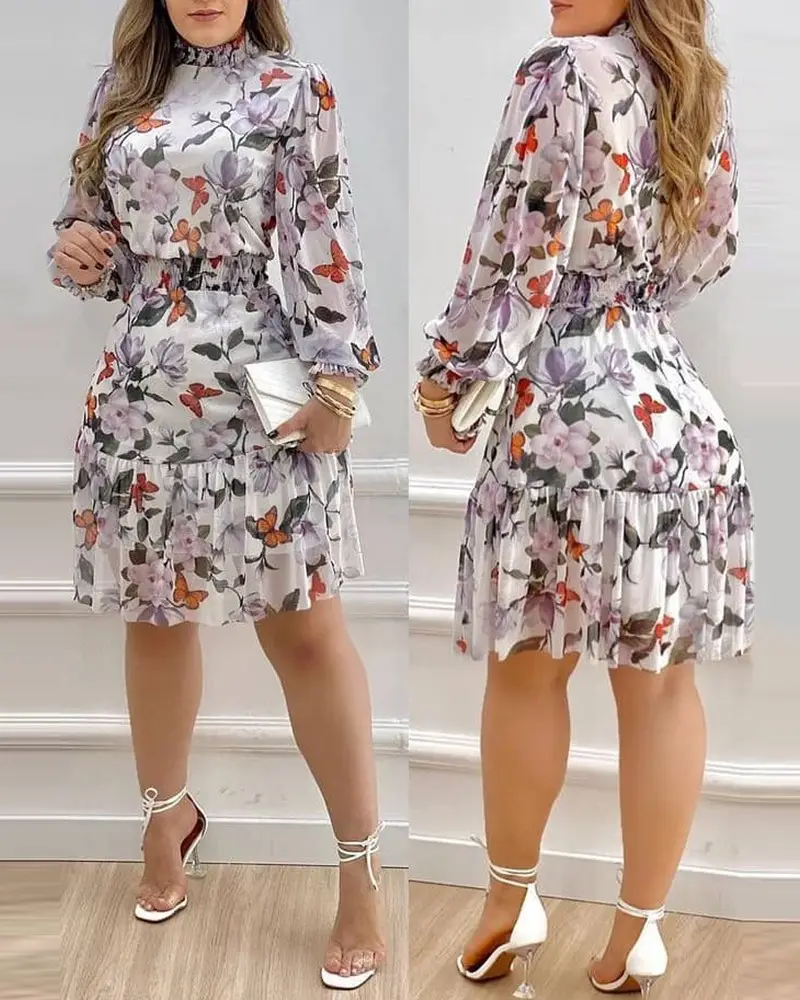 2024 kadın elbiseler moda rahat elbise kadın çiçek baskılı Maxi kadın elbise Sundress