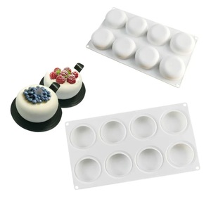8-Cavity Round Silicone Cake Mold White DIY Mousse Chocolate Baking Tool Commercial Use - Product Image 4