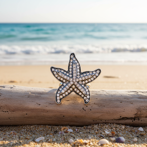 Anelli in ottone placcato oro antico alla moda anelli elasticizzati Vintage con intarsio di stelle marine di cristallo trasparente 18K placcatura alla moda artiglio - Product Image 3