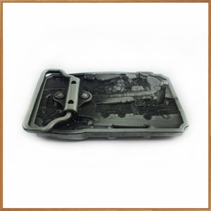 方形西部牛仔仿古消防皮带扣，带马拉推车和消防车 - Product Image 5