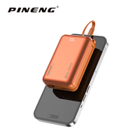 Chargeur rapide 2-en-1 en plastique Li-Polymère PN-767S avec trois câbles intégrés (Micro/Type-C), sortie 22,5W, design fin