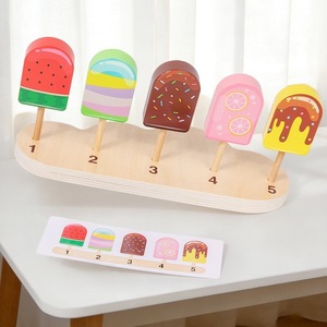 Jouets en bois d'imitation : Jeu de tri sucettes, glaces et bâtonnets de glace, jeu de logique, jeu de rôle parent-enfant, cadeau interactif <span class=keywords><strong>pour</strong></span> enfants - Product Image 4