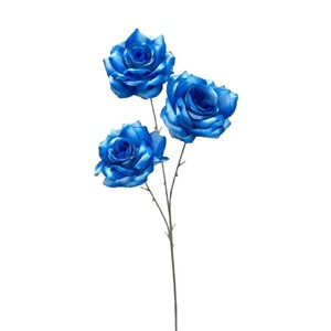 Mishu Crafts - Rosa de Seda Azul de 3 Cabezas, Flor Artificial Hecha a Mano para Decoración de Bodas y Hogar - Product Image 2