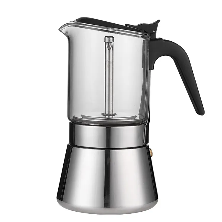 Nuovo design vendita calda vetro inox caffè espresso caffettiera elettrica moka pots