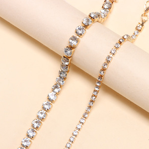 European American Style Minimalist Crystal Rhinestone <b>Bracelet</b> Gold Two Piece <b>Adjustable</b> Geometric Design Women's Everyday Wear - Product Image 4