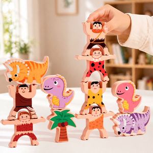 Rompecabezas para niños y bebés, juguetes Montessori para niños y niñas, regalos de cumpleaños y Navidad, bloques de animales de madera, juego de competición de equilibrio y apilamiento - Product Image 1