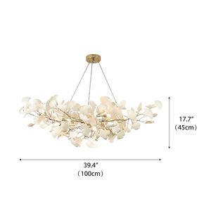 Lámpara de Araña Escultural Naturalista de Arte Moderno, Estilo Contemporáneo, Metal y Cerámica, Hojas de Ginkgo, Lámpara de Araña de Ginkgo Única de Alta Gama <span class=keywords><strong>B</strong></span> - Product Image 6