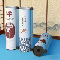 Tube en papier pour sushi imprimé sur mesure, de qualité alimentaire, avec baguettes, emballage cylindrique pour sushi, boîte en papier pour emballage