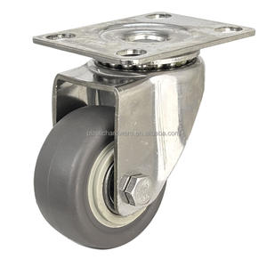 Rueda giratoria de acero inoxidable 304 de 2 pulgadas con freno, rueda de goma silenciosa, precio de fábrica, rodamientos de bolas - Product Image 3