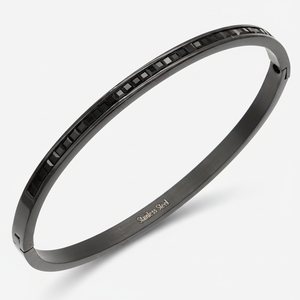 Braccialetti di colore nero 4mm di larghezza in acciaio inossidabile incernierato alla moda - Product Image 2