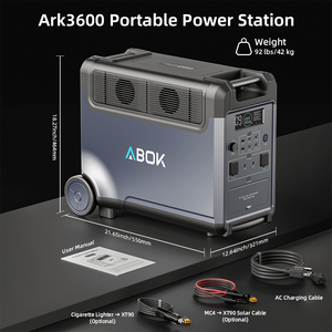 Abok สถานีแบบพกพา3600W ความจุขนาดใหญ่ LiFePO4แบตเตอรี่3840Wh 4000 + รอบ2000W แผงเซลล์แสงอาทิตย์ชาร์จ MPPT กลางแจ้งรถเรา - Product Image 4
