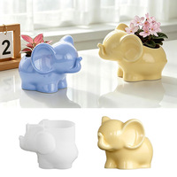 Moule en silicone 3D en forme d'éléphant pour pot de rangement, pot de fleurs, ou pour la création de objets en résine, plâtre ou ciment
