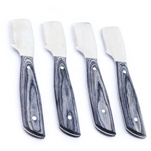 Outils de toilettage pour chiens en acier inoxydable de haute qualité, écologiques, personnalisables, style classique, couteau à épiler avec manche en bois - Product Image 1