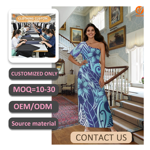 Vestido Largo Maxi <span class=keywords><strong>Hawaiano</strong></span> 7522 con Estampado Tribal Polinesio Azul, sin Tirantes, Sexy, con Abertura, para Cóctel, Fiesta, Estilo <span class=keywords><strong>Tahitiano</strong></span>, ODM - Product Image 3