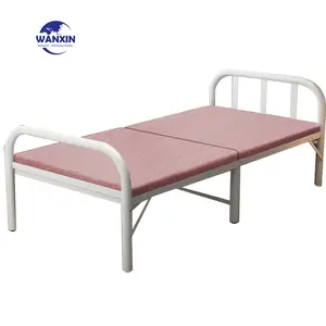 Lit en métal pliant simple portable pliable avec matelas