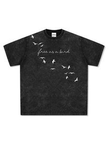 เสื้อยืดแขนสั้นพิมพ์<span class=keywords><strong>ลาย</strong></span><span class=keywords><strong>สัก</strong></span>สไตล์อเมริกันเรโทรสีดำ ลุควินเทจ ซักฟอกแบบวินเทจ ทรงหลวม - Product Image 5