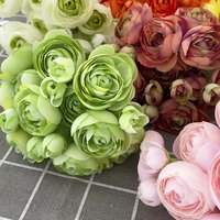 Haute qualité à la mode renoncule paquet coloré soie décoration de mariage Rose Bouquet fleurs artificielles pour mariage