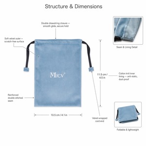 Velvet <b>Drawstring</b> Pouch Small Gift Bag Jewelry Packaging Bag Anti Static Lining Double Cord 5 Colors Custom Logo Wholesale - Product Image 2
