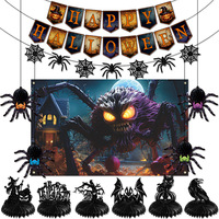 Lot de décorations d'Halloween en forme d'araignées - Boules en papier nid d'abeille, guirlandes suspendues et toile de fond pour fêtes dans les maisons hantées (MOQ 50)
