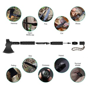 Hacha de Doble Material Desmontable Multifuncional para Exteriores, Hoja de Acero Inoxidable con Alto Contenido de Carbono, Accesorio de Caza - Product Image 4