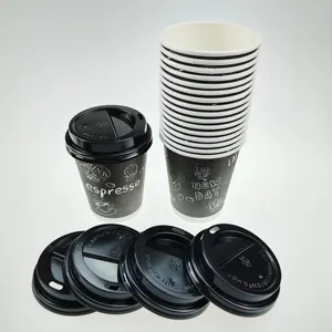 8oz Black Coffee Paper Cup Paper Glasses With Lid Without Lid From Anhui