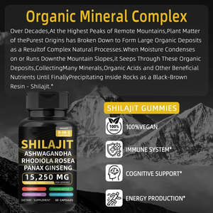 Nouvelles capsules de shilajit himalayen pur de bonne formule prête avec supplément énergétique <span class=keywords><strong>8</strong></span> en 1 de vitamine <span class=keywords><strong>8</strong></span> en 1 de soins de santé ashwagandha ginseng - Product Image 3