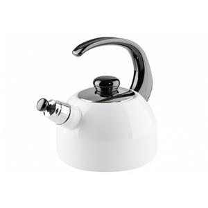Riess Classic Plus Whistling <b>Kettle</b> White 2.5L Stainless Steel Handle Stovetop Use - Product Image 1