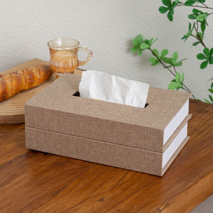 Boîte à mouchoirs en forme de <span class=keywords><strong>livre</strong></span> décorée en tissu de lin haut de gamme, boîte de rangement avec un faux <span class=keywords><strong>livre</strong></span> comme accessoire créatif. - Product Image 4