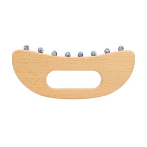 Massaggiatore Portatile per Tutto il Corpo in Cristallo Blu Sodalite e Ossidiana Nera con 8 Nodi Gua Sha e Manico in Legno di Faggio Certificato CE - Product Image 3