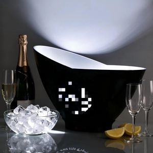 Cubo de hielo de plástico LED recargable para vino, cerveza, champán, negro, PS, PP, Enfriador de hielo grande - Product Image 2