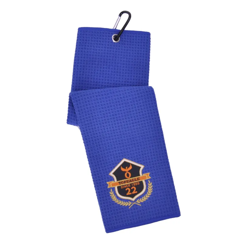 Huiyi fournisseur professionnel serviettes de golf gaufre microfibre Top Qualité Nouveau design microfibre golf gaufre serviette personnalisée