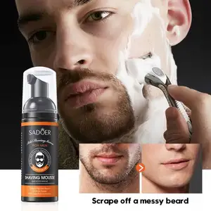 Sadoer Mousse de marca própria para homens, creme de barbear liso e não irritante para barba, amaciante e espuma de barbear para homens