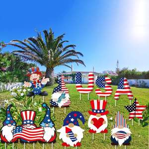 Produit transfrontalier le plus vendu : Décoration extérieure patriotique américaine pour le 4 juillet, panneau de jardin Gnome du Jour de l'Indépendance - Product Image 1