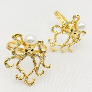 <span class=keywords><strong>Oro</strong></span> Octopus Anello di Tovagliolo Del Supporto per la Cerimonia Nuziale Del Partito - Product Image 1