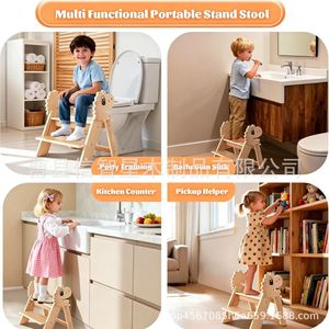 Taburete de madera con forma de dinosaurio para niños, taburete de madera maciza para baño y inodoro, para niños de 2 a 4 años - Product Image 4
