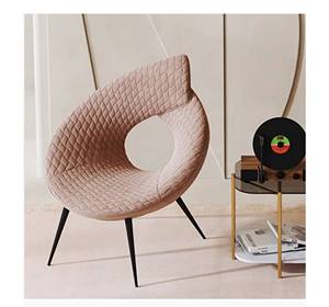 Fauteuil en tissu de lin de luxe, chaise de loisirs contemporaine rembourrée avec structure en acier inoxydable pour la maison et l'hôtel - Product Image 2