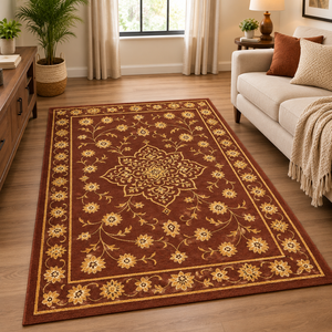 Vintage Floral Area <b>Rug</b> with <b>Traditional</b> Medallion Pattern, Oriental Style Carpet for Living Room, Bedroom & Home Decor - Product Image 1