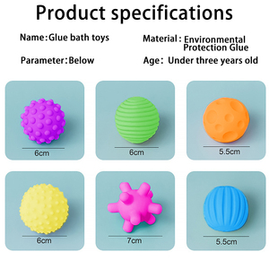 Venta al por mayor personalizado bebé mano agarrar pelota juguete niños 6P plástico suave esmalte baño táctil masaje bola sensorial - Product Image 6