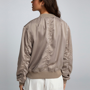 Veste bomber à manches longues pour femme, vente chaude, respirante, col montant, fermeture éclair intégrale, doublure en coton de haute qualité, teinte unie - Product Image 2