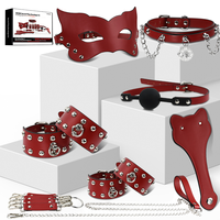 Kit de bondage BDSM GuiYe en cuir PU, jouets sexuels pour couples, ensemble de jeux de rôle avec menottes, attaches pour les jambes, bandeau pour les yeux, bâillon, collier, fouet