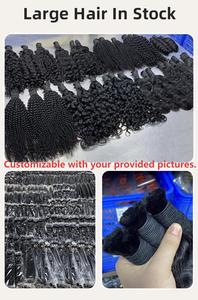 Perruques et tissages en cheveux humains vierges brésiliens Mavis, bouclés profonds, double trame machine, style Body-Wave, trame nouée à la main, compatibles teinture/permanentation - Product Image 5