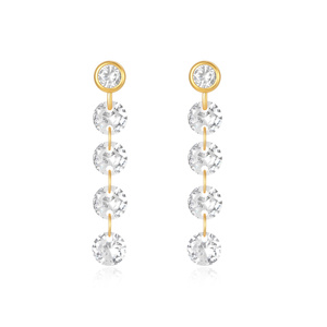 Boucles d'oreilles pendantes longues en argent S925 avec cristaux de zircon pour femmes - Product Image 1