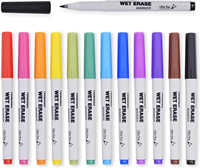 Nouveau best-seller Pointe ultra fine 12 couleurs Marqueur effaçable humide Stylo marqueur pour tableau blanc Sec Rapide Facile à effacer