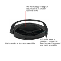 Pochette multifonctionnelle en nylon imperméable, organiseur de rangement portable, sac bandoulière unisexe avec fermeture éclair