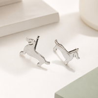 Boucles d'oreilles clous pour femme en acier inoxydable plaqué or 14K sous vide, motif chien, 12 x 7 mm, 2,4 g